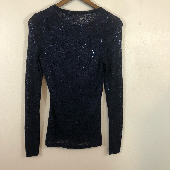 BKE Navy lace and sparkle blouse small NWT - Picture 8 of 8